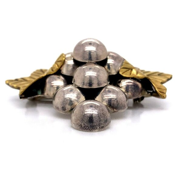 VTG Taxco Mexico‎ Sterling Silver & Brass Grapes & Leaves Brooch Pendant! - Picture 2 of 6
